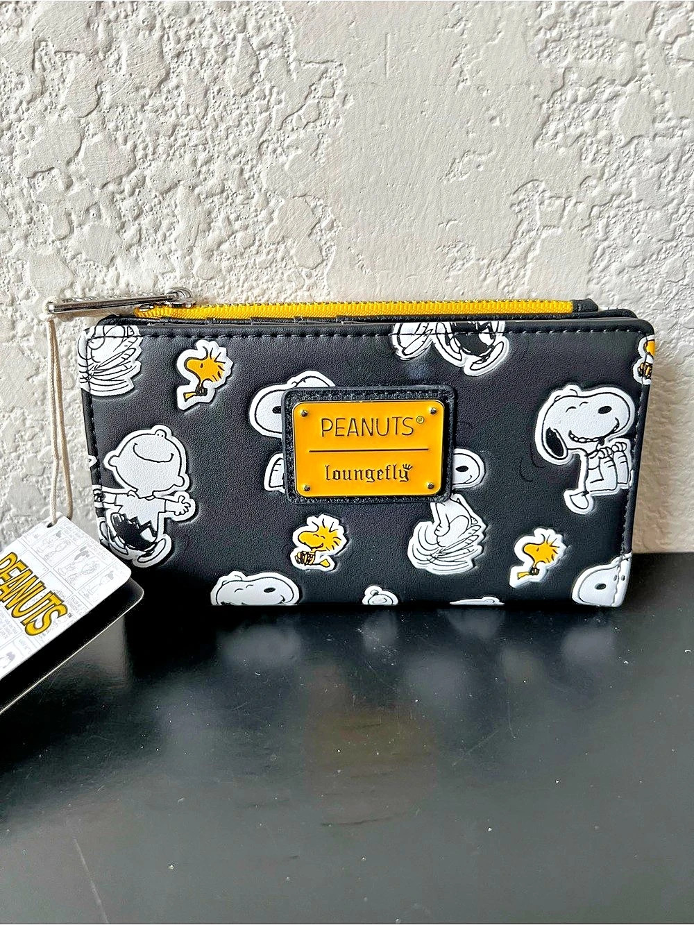 Loungefly Peanuts Snoopy And Woodstock AOP Wallet Black White Yellow - NWT